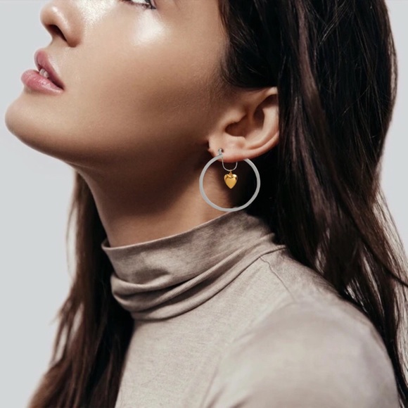 TORY BURCH • Celestial Heart Hoop Earrings - Picture 2 of 5